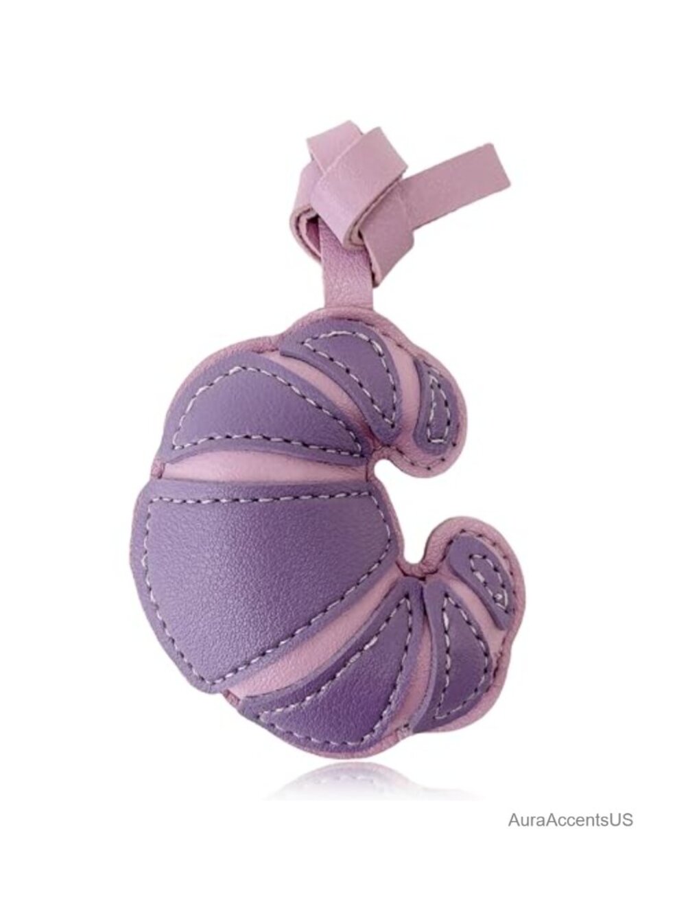 PU Leather Croissant Bag Charm Bread Keychain Handmade